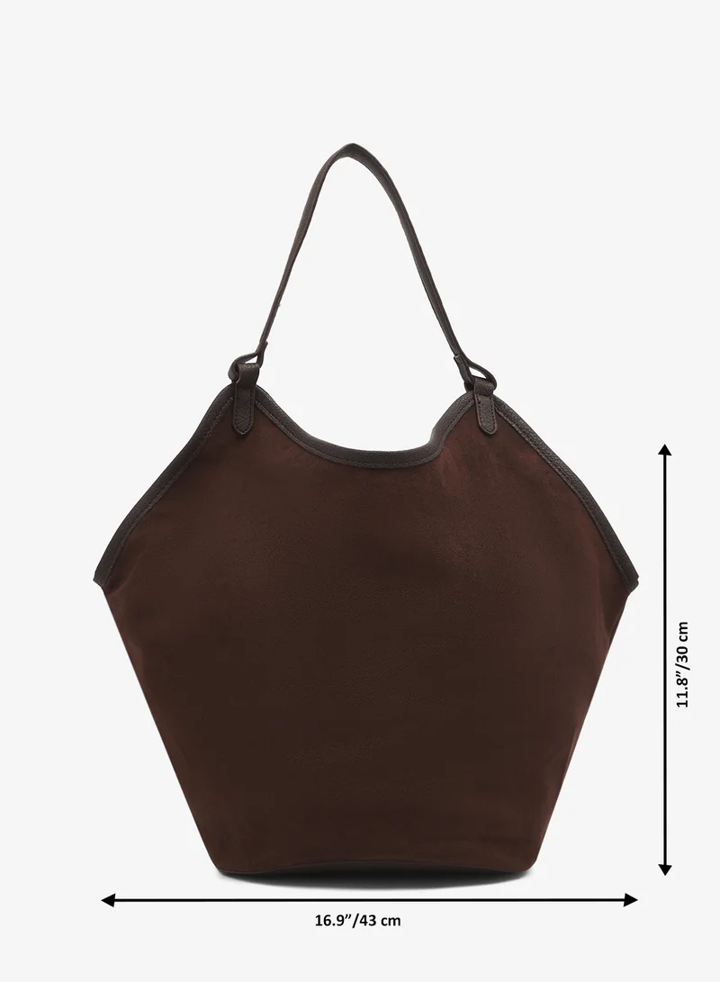 ELLA Mocha suede slouch tote for Women | Best Price UAE